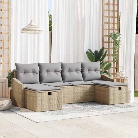 vidaXL Sofa sett 6 stk. polyrotting