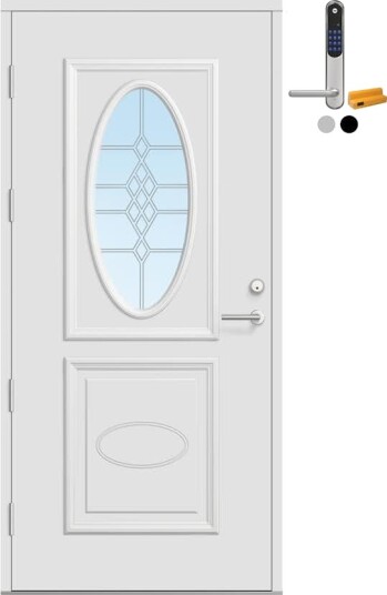 Ytterdør Bygg1 Fjord 05 Blyglass med Yale Doorman Classic Home