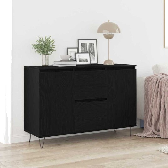  Skap Svart Eik 101,5x35x70 cm Konstruert Tre
