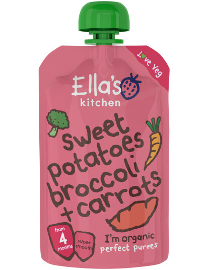 Ellas Kitchen S1 Søtpotet, brokkoli og Gulrot 120gram Ellas Kitchen S1 Søtpotet, brokkoli og Gulrot 120gram