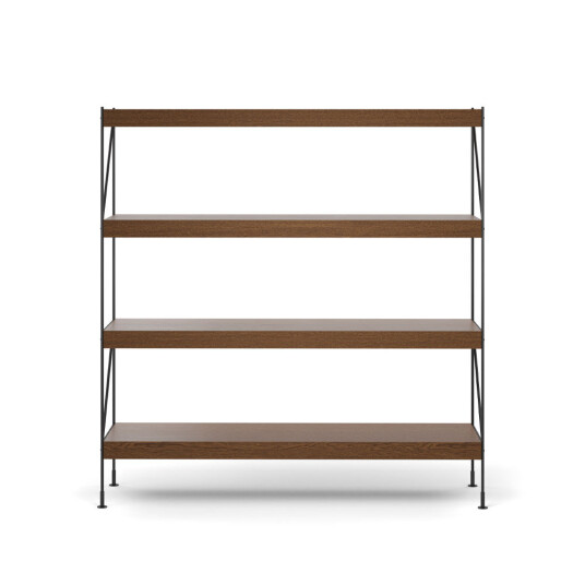 MENU Zet hyllesystem oak dark stained, 1 x 4, black steel base