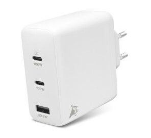 Aqiila Chargebird W120 120W GaN vegglader hvit med USB-C og USB-A