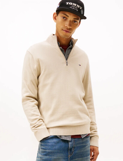 Tommy Jeans Tjm Slm Ess Light ¼ Zip Swtr Ext Cream XXL Tommy Jeans Tjm Slm Ess Light ¼ Zip Swtr Ext Cream XXL