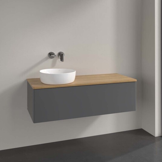 Villeroy & Boch  Antao Servantskap med 1 skuff 120x50x36 cm u/lys Antrasitt/Eik