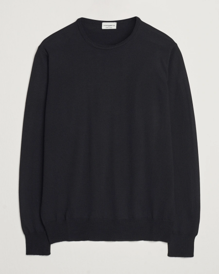 Morgano Extra Fine Merino Wool Crewneck Black Morgano Extra Fine Merino Wool Crewneck Black