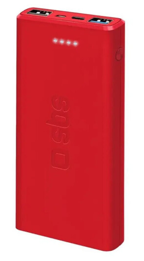 SBS Powerbank m. 2x USB-A & 1x USB-C 10W 10000 mAh Rød