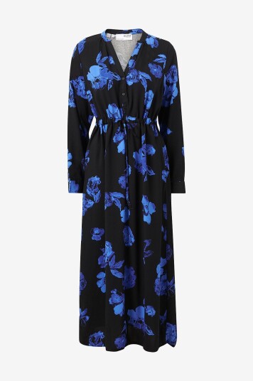 Selected FEMME Maxikjole slfKatrina LS Aop Ankle DresSvart