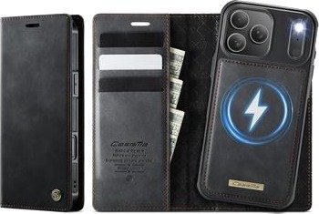 iPhone 17 Pro Max/18 Pro Max Caseme C49 2-i-1 avtakbar lommebokveske - MagSafe-kompatibel, RFID - Svart