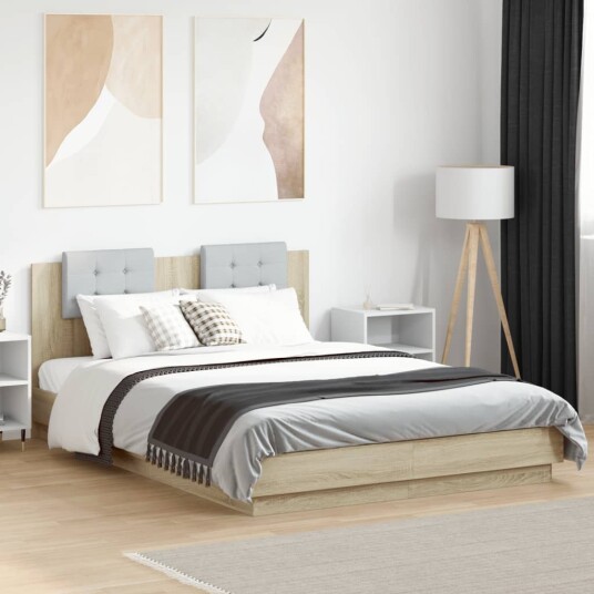  Sengeramme med hodegavl sonoma eik 150x200 cm konstruert tre 8721012276499