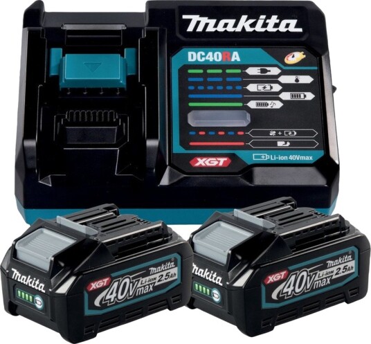 Makita DC40RA Batterilader sett 2x BL4025 40V 2.5Ah batterier hurtiglader for Makita XGT 40V max Makita DC40RA Batterilader sett 2x BL4025 40V 2.5Ah batterier hurtiglader for Makita XGT 40V max