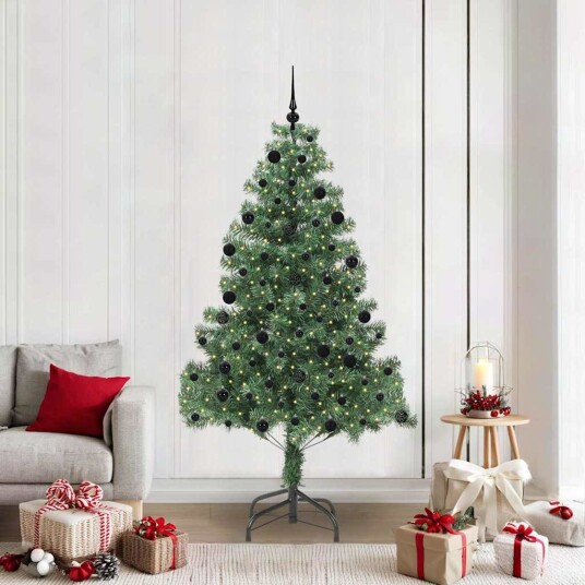  Juletre med 300 LED med stativ grønn 210 cm PVC