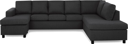Crazy 5 seters Høyrevendt U formet X Large Sofa med Divan og Sjeselong i Stoff   Antrasitt