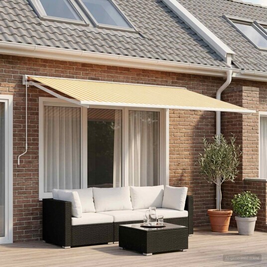 vidaXL Reserveduk til markise Gul og hvit 250 x 200 cm Polyester