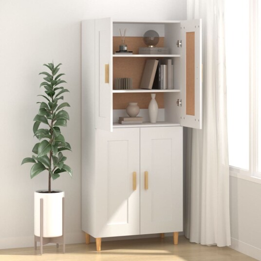 vidaXL Skjenk hvit 69,5x34x90 cm konstruert tre