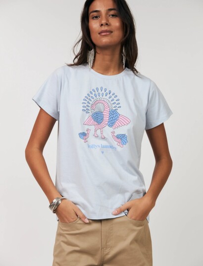 Lollys Laundry Romall Peacock Tee Ss   Blue   L