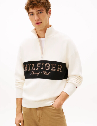 Tommy Hilfiger Modern Athleisure Zip Mock - Cream - L