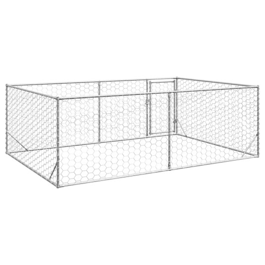 Utendørs Hundekennel Med Dør 3X2X1 M Galvanisert Stål Utendørs Hundekennel Med Dør 3X2X1 M Galvanisert Stål