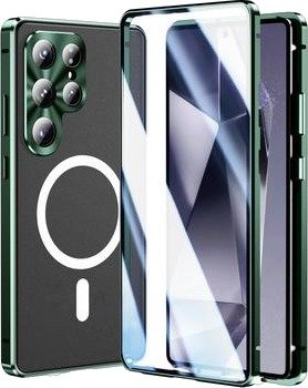 Samsung Galaxy S25 Ultra Magnetisk-deksel med skjermbeskytter i herdet glass - MagSafe-kompatibel - Grønn