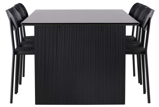 Venture Design Vail & Polly spisegruppe Svart/svart 6 stoler & bord 200 x 100 cm