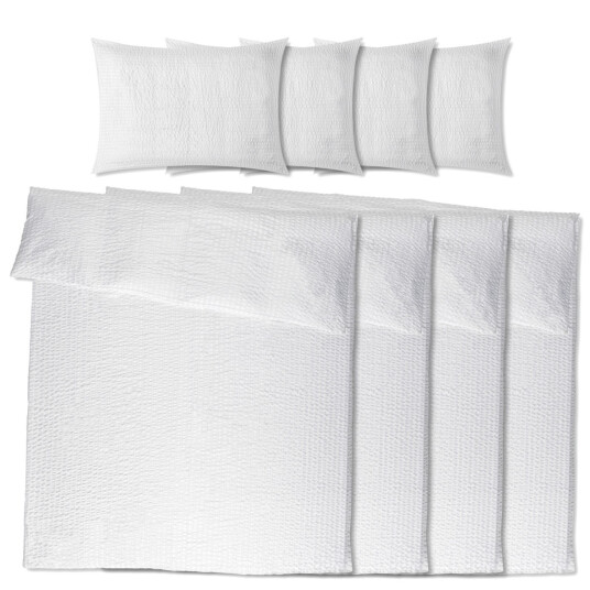 PULSIVA Storpakk sengesett Madisson krepp; 140x200 cm BxL 70x90 cm LxB; Hvit; 4 Sett / Forpakning