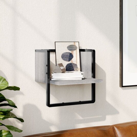 Vegghylle med stang sonoma eik 30x25x30 cm 8721012046153