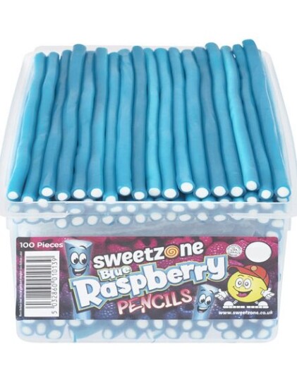 100 stk Sweetzone Blue Raspberry Pencils / Godteristenger   Halal Sertifisert