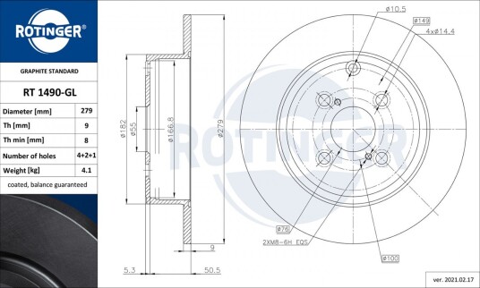 Bremseskive ROTINGER RT 1490-GL