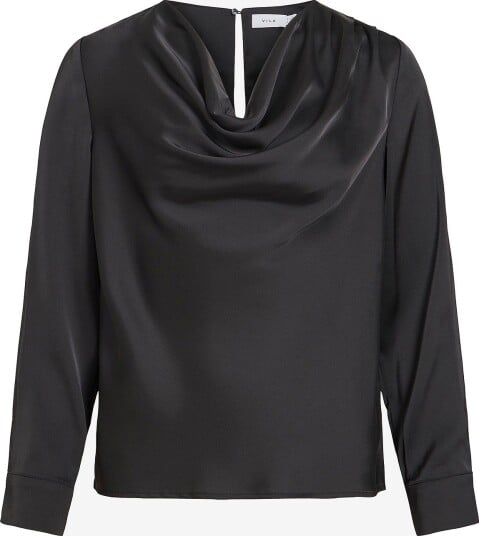 Vila   Bluse Vifreja Waterfall L/S Top/Dc   Svart