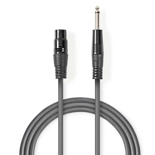 Nedis Ubalansert Lydkabel XLR 3-Pin til 6.35 mm 10 m Mørk Grå