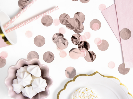 Rose gold konfetti sirkler