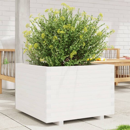  Plantekasse hvit 70x70x49,5 cm heltre furu