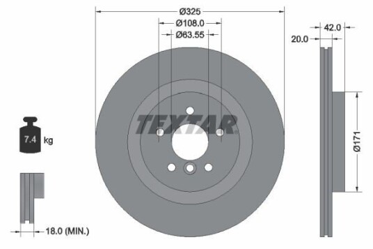 Bremseskive TEXTAR 92318105 Bremseskive TEXTAR 92318105