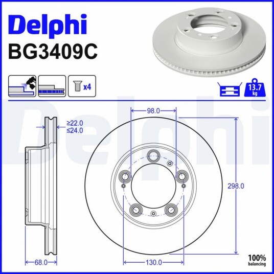 Bremseskive DELPHI BG3409C