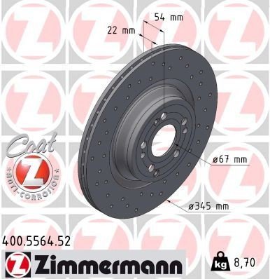 Bremseskive ZIMMERMANN 400.5564.52