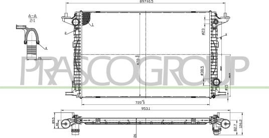 PRASCO AD026R004 Radiator motorkjøling
