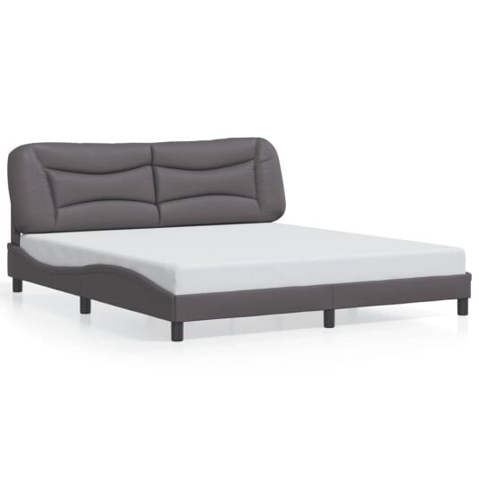 Sengeramme med LED-lys grå 180x200 cm kunstig lær 8721012356665