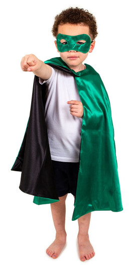 Pretend to Bee Vendbar kappe Grøn/sort superhelt 3-7 år
