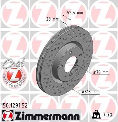 Bremseskive ZIMMERMANN 150.1291.52