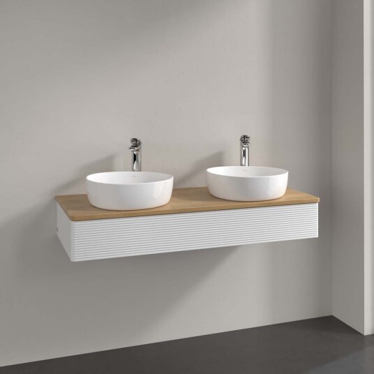 Villeroy & Boch Antao Servantskap med 1 skuff 120x50x19 cm u/lys Hvit Blank/Eik Villeroy & Boch Antao Servantskap med 1 skuff 120x50x19 cm u/lys Hvit Blank/Eik