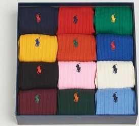 Polo Ralph Lauren 12-Pack Egyptian Rib Cotton Crew Socks Multicolor