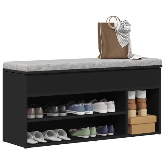 Skobenk svart 102x30,5x45 cm konstruert tre 8721158720290 Skobenk svart 102x30,5x45 cm konstruert tre 8721158720290