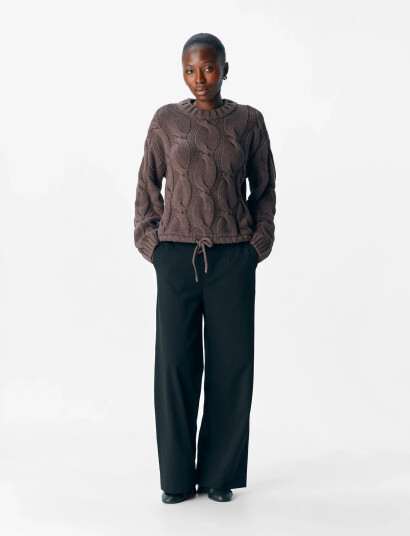 Object Objbay L/S Lo Knit Pullover E Pa 25 - Brown - XS