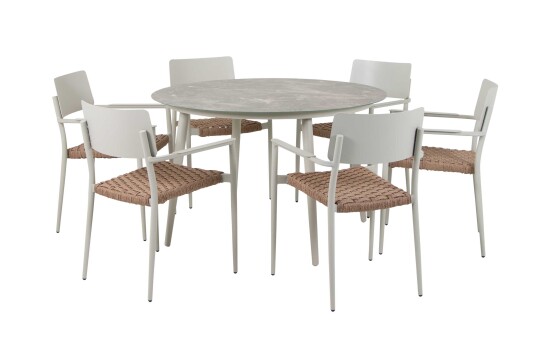 Selected Exclusive Tuve spisegruppe Oyster/natur 6 stoler & bord 120 cm Selected Exclusive Tuve spisegruppe Oyster/natur 6 stoler & bord 120 cm