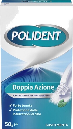 Protetisk lim Pulver POLIDENT Mint Powder