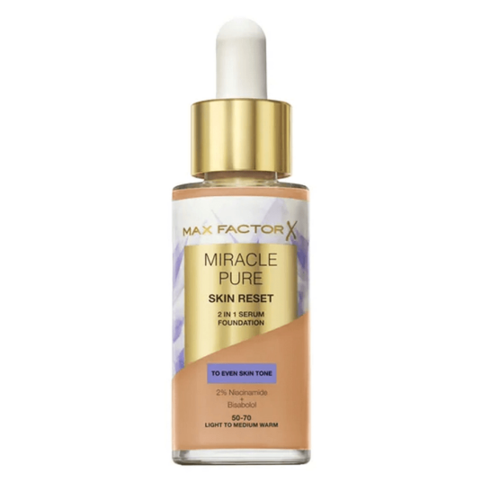 Max Factor Miracle Pure 2-i-1 Serum Foundation 30ml Medium Warm for Naturlig Dekning Max Factor Miracle Pure 2-i-1 Serum Foundation 30ml Medium Warm for Naturlig Dekning