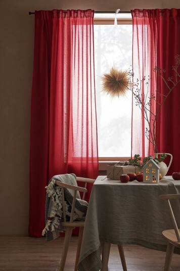 Ellos Home Gardin med multibånd Lovisa 2 pk Rød