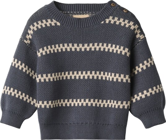 Wheat Jacquard Pullover Harlow Navy 80