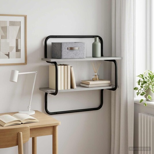 vidaXL 2 etasjes vegghylle Grå Sonoma 60 x 24,5 x 61 cm Konstruert tre