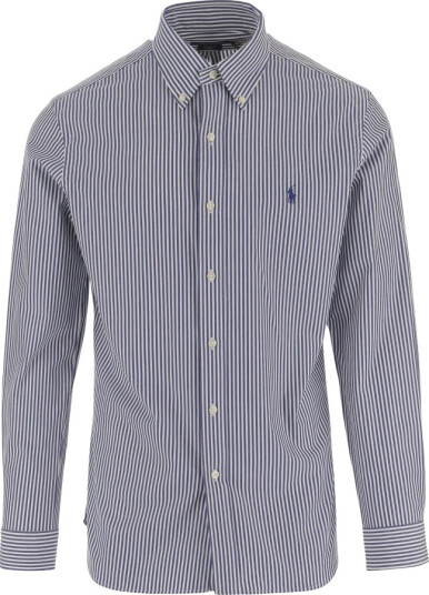 Polo Ralph Lauren Custom Fit Striped Stretch Poplin Shirt Navy XL