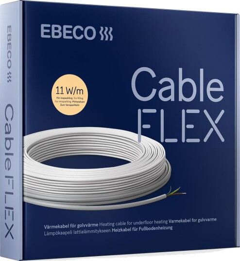 Ebeco Cableflex 11 Gulvvarmekabel serieresistiv 2-leder med skjerm 11 W/m, Varme